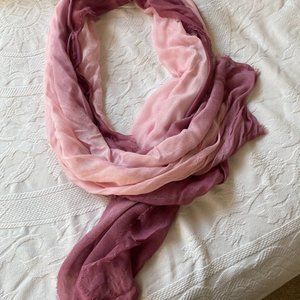 Scarf;  Ombre pink and dark rose;  lightly fringed edges